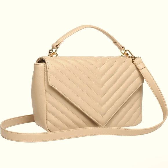 Daisy Rose Handbags - NWT beige Daisy Rose chevron flap top-handle/crossbody bag
